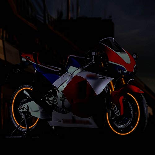 Image of TOMALL 18pcs Lengthen 16 inch-19 inch Reflective Wheel Rim Stripe Decal for Motorcycle Wheels Car Cycling Bike Bicycle Night Safety Decoration Stripe Universal Reflective Sticker for Car (Orange)