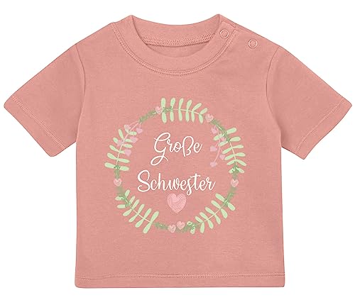 Baby Tshirt in Dusty Rose 0-36 Monate mit Druck T-Shirt mit Spruch Große Schwester Geburt Herzchen T-Shirt für Kleinkind 0 1 2 3 Jahre