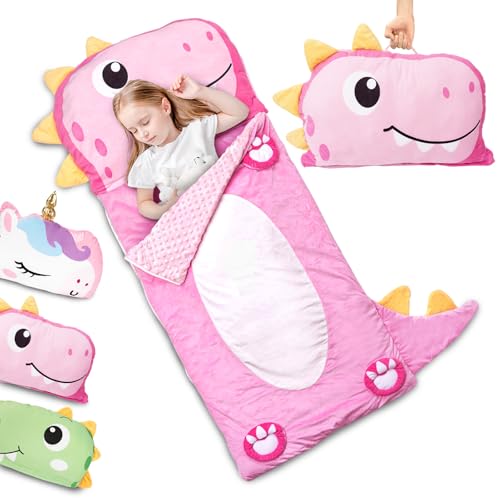 Primlect Kids Sleeping Bag, 3 in 1 Larger Plush Animal Toddler Nap Mat