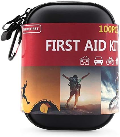 TIANBO FIRST First Aid Kit for Survival and Emergencies (100 Pieces) Light, Waterproof, Compact and Comprehensive - Great for Hiking, Backpacking, Camping, Travel, Car & Cycling, Outdoors or Sports