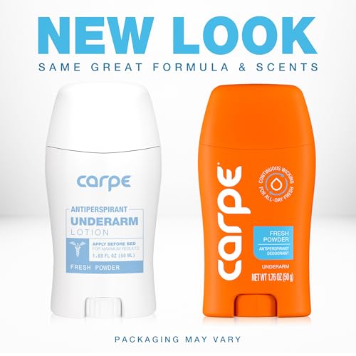 Carpe Underarm Antiperspirant Deodorant for Women and Men - Clinical Strength Deodorant for Women with 72 Hour Clinically Tested Sweat and Odor Protection - Fresh Powder