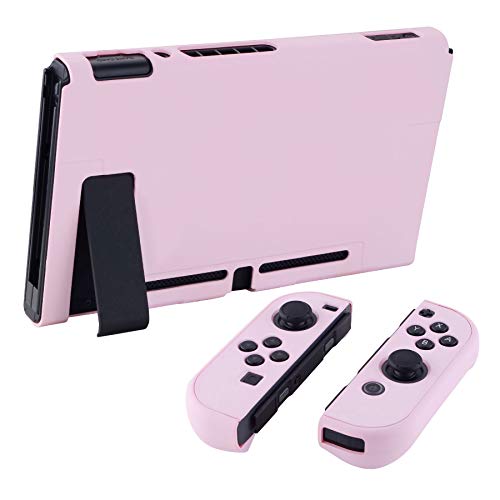 eXtremeRate PlayVital Switchコンソールに対応するバックカバー、分割デザインでNS Joyconハンドヘルド用保護ケース（ハード）、Switchドックに対応する保護ケース（ハード）【チェリーブロッサムピンク】