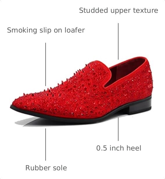 Image of Enzo Romeo Men Fashion Rhinestones Studs Tuxedo Slip On Loafer Dress Shoes WBG