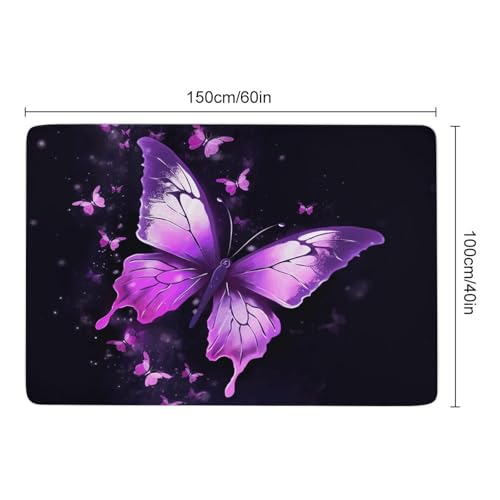 Tapis de bain violet grand format au design papillon chic