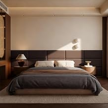 Fromann Upholstered Wall Mounted Headboard for Queen/TXL/King Size Beds, Peel and Stick Headboard 23.6" x 11.8"/PC, Interior Wall Panels for Bedroom Study, Headboards Only 3, Coffee