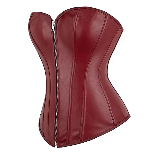 jutrisujo Korsett Corsage top Corset Bustier Leder Reißverschluss Damen halloween – Bild 2