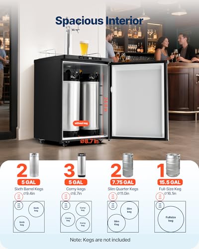 image for VEVOR Beer Kegerator, Dual Tap Home Draft Beer Dispenser for Ball Lock
