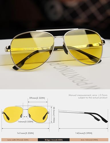 Image of LUENX Aviator Sunglasses for Women Men Polarized Lens Trendy Sun Glasses - UV 400 Protection 60MM with Accessories Driving