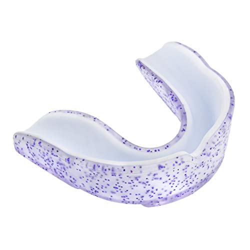 JS MMA Mouthguard Braces for Sports. BJJ, Boxing, Football, Ice and Field Hockey, Lacrosse, Basketball. Double Glitter Color Purple & Red, Custom Fit Youth and Adult, Unisex with Case (Purple, Adult) - Thumbnail 3