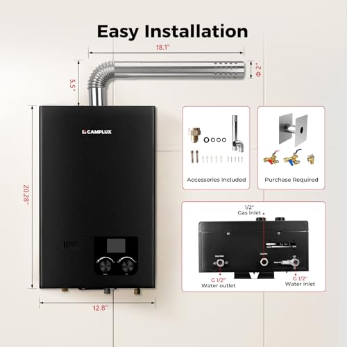 image for CAMPLUX ENJOY OUTDOOR LIFE CAMPLUX Gas Tankless Water Heater Indoor, 2