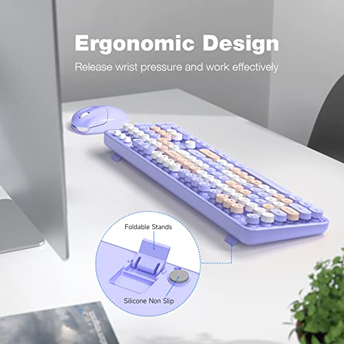 Image of Dilter Wireless Keyboard and Mouse Combo, 104 Keys Full-Sized Typewriter Keyboards, 2.4 GHz USB Receiver Plug and Play, for Windows, PC, Laptop, Desktop (Purple Colorful)