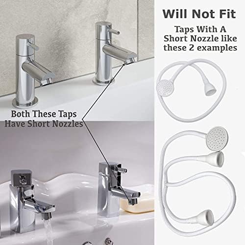 ONEBRAND White Bath Sink Double Tap Shower Attachment Head Hose Spray - Washing/Dresser Hair Pet - Portable Pet Shower - Suitable for Round Hose Not Universal - Fitting SH-001. (Double Shower Head)