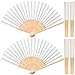 Gudotra Lot de 60 évents de mariage blancs pour mariage Bag éventail en bois