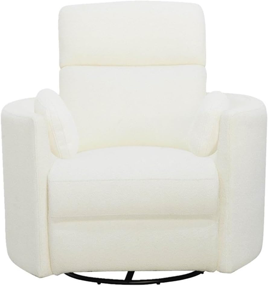 Parker Living Radius Contemporary Chenille Fabric Power Swivel Glider Recliner with Luxurious Foam, USB Charger, Chaise-Style Footrest, 240-Degree Swivel, in Revel Oyster/White Finish