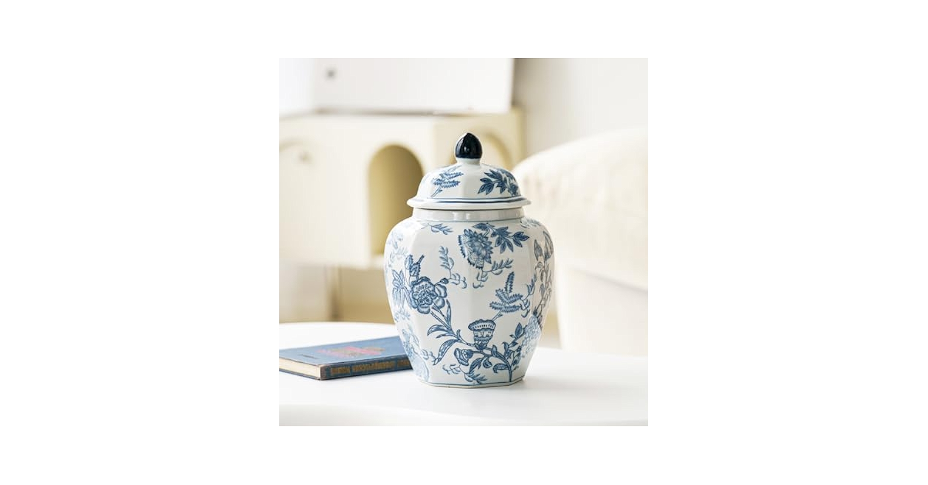 Amazon.com: XIUWOUG Blue & White Hand Painted Ceramic Ginger