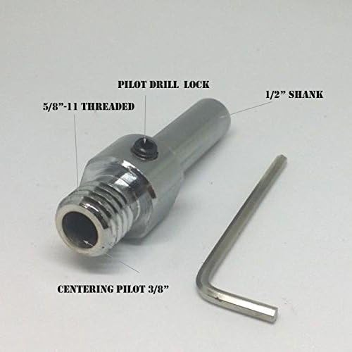 MTP Dry Core Bit Adapter:5/8”-11 Arbor to 1/2” Shank 12" Centering Pilot Drill (Adapter w/ 12" Centering Drill)