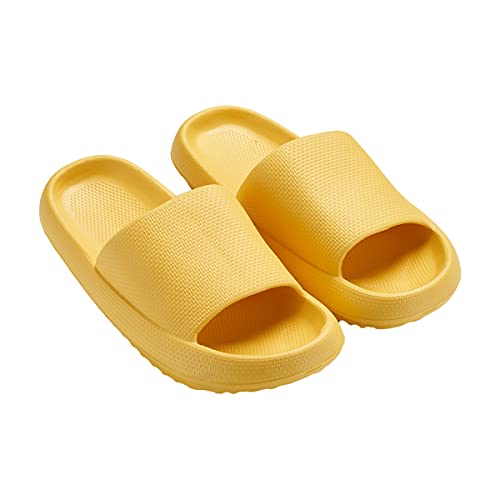 Surplex Bathroom Shower Slippers, Yellow Non-Slip Ultra-Soft & Wear-Resistant Comfortable Thick Sole Lightweight Quick-Drying Home Slippers, for Pool Beach Indoor and Outdoor, Size 38-39 EU / 5.5-6 UK