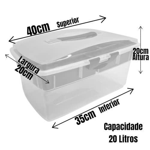 Maleta Manicure Maquiagem Costura Bijuteria Color Transparente GRANDE REFORÇADA (AZUL)