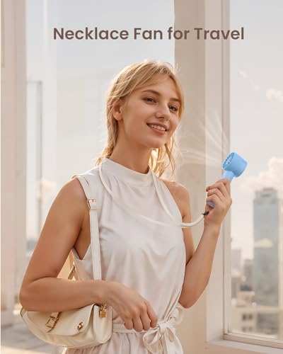 Portable Mini Handheld Turbo 4 Speed High Velocity Personal Fan, Max 16H Cooling Time, Rechargeable Purse Fan, Travel Essentials Must Haves for Vacation/Beach/Trip, Light Blue — view 6
