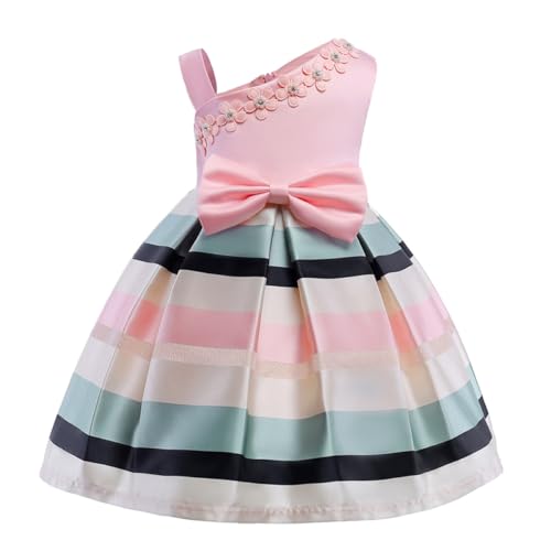 Vestido infantil de rayas horizontales rosa 130 CM con tejido premium de Gatuida