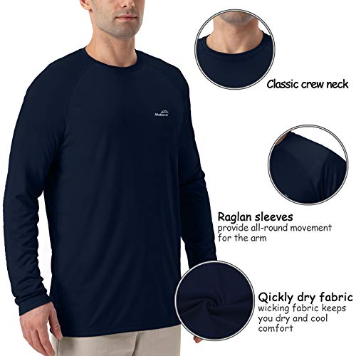 Image of Men's 2 Pack Shirts UPF 50+ Sun UV Protection Long Sleeve Shirts for Fishing Running Hiking Outdoor (BlueBlack,L)