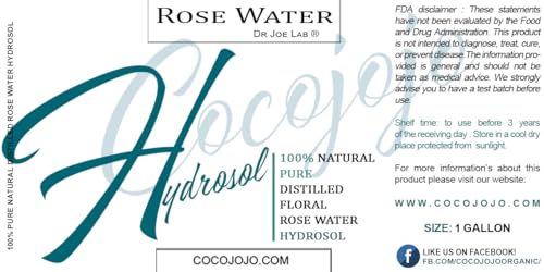 Rose Hydrosol Spray Cleansing Non GMO Facial Toner for Face Body Locs Rose Water Hydrating Face Mist, for Hydration Pure & Natural Hydrosol for All Skin Types - COCOJOJO - Bulk 128 OZ - 1 Gallon