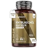 Knoblauch Kapseln - 15.000mg (500:1 Extrakt) je Tagesdosis - 180 Weichkapseln für 6 Monate - Enthält Allicin auf natürliche Weise - Fermentiert - Geruchs- & Geschmacksneutral - Von WeightWorld
