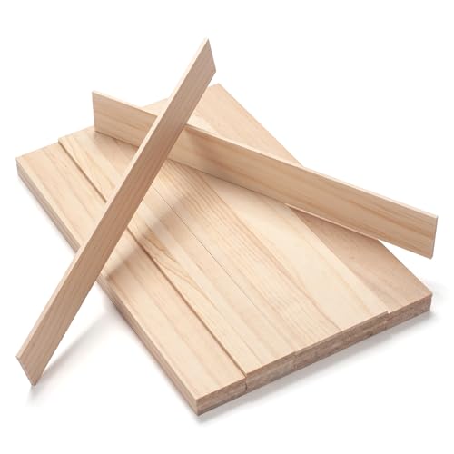 Wood Strips Slats Wooden Sticks for Crafts 1/8" × 1.5" × 12", 30 PCS Thin Wood Trim Planks Lumber Flat Boards Pieces Square Wooden Dowel Rods for Crafting, Woodworking, Model Making