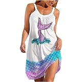 Bringbring 2021 Robe Boho Chic Robe De Plage Longue Été Fleurie Pas Cher Ample Manche sans Grande Taille Bretelle Robe Tropical Impression Style de Vacances à Imprimé Océan Baleine