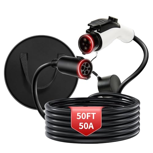 WenStorm 50A 50FT J1772 EV Extension Cable, Level 2 EV Charger Extension Cord, Heavy-Duty 240V EV Extension Cable for Fast Charging (50FT)
