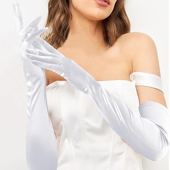 ALUNME Long Opera Party 1920s Satin Tea Party Wedding Dress Fashion Gloves Costume Adult Size Halloween Christmas - Image 2