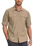 Jogwits Camicia Safari da Uomo con Protezione UV UPF50+, Manica Lunga, Funzionale, abbottonata, ad Asciugatura Rapida
