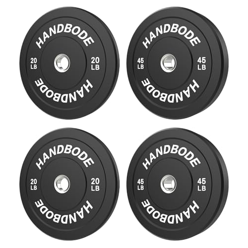 HANDBODE Bumper Plates 130 lb Set, Olympic Weight Plates, Rubber Bumper Weights Plate with 2 Inch...