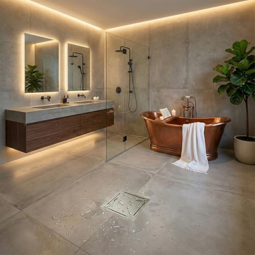 Image of ARQUIN Bathroom Floor Drainer 6x6 Inch 304-Grade Stainless Steel Floor Drain-Diamond Square Flat Cut Anti Without Cockroach Trap Floor Drainer Waste Water Drainer