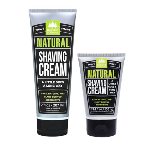 Image of Pacific Shaving Company Natural Shaving Cream - Shea Butter + Vitamin E Shave Cream for Sensitive Skin - Clean Formula for a Smooth, Anti-Redness + Irritation-Free Shave Cream (3.4 Oz + 7 Oz, 2 Pack)