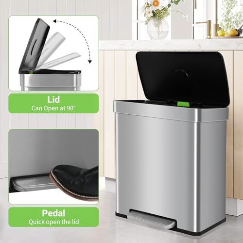 Basurero de Cocina BLKMTY 60L con Pedal y Doble Cubo miniatura 3