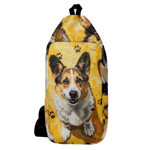 Sac à dos à bandoulière Two Corgi au motif peinture coloré et artistique