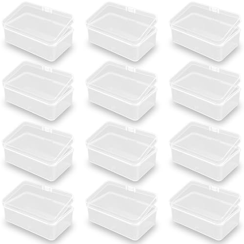 Image of 12 Pieces Clear Plastic Beads Storage Containers Box (4.13 x 2.56 x 1.58 Inch), Small Bead Organizer for Beads, Jewelry, Business Cards, Game Pieces, Crafts