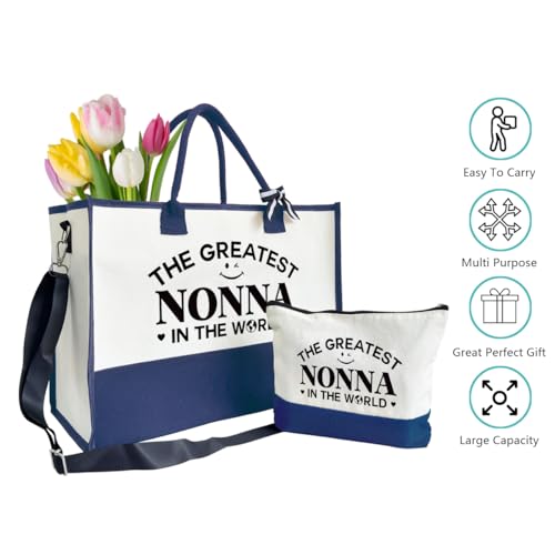 The Greatest Nonna Bag Gifts, Canvas Tote Bag for Grandma, Grandma Gifts, Cosmetic Bag, Makeup bag, Travel Bag Gifts for Nonna, Canvas Tote Bag With Zipper, Mothers Day Christmas Gifts A504