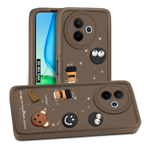 Image of AESTMO Back Case Cover for Vivo Y39 5G | Cute Fun Cartoon 3D Ball | Coffee Silicone Case | Full Body Protection | Camera Protection Back Cover for Vivo Y39 5G (Brown