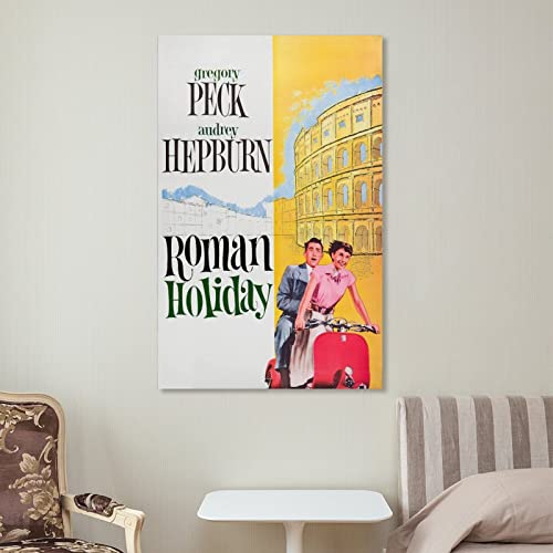 Movie Posters Roman Holiday 1953 Romantic Comedy Movies Vintage Posters 90S Posters Wall Decor Wall Art Paintings Canvas Wall Decor Home Decor Living Room Decor Aesthetic 16X24Inch(40X60Cm) Unframe- #TOP6