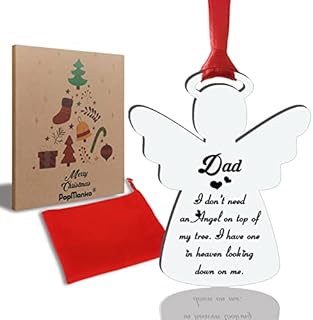 Christmas Memorial Angel Baubles, Dad Christmas Memorial Ornaments, Mirror Acrylic Christmas Tree Remembrance Decorations Bereavement Gift To Remember Loved Ones Xmas (Silver - Dad)