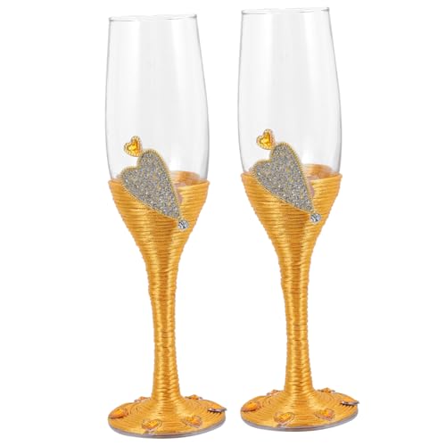 GRIRIW 2 Piezas Copas de para Novios Copas de Vino con Diseño y Encaje para Bodas y Celebraciones para Novios