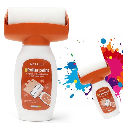 Wandfarbe Ausbessern Weiß, 500g Ausbesserungsfarbe Weiss Roller, 2 in 1 Wandreparatur RollbüRste, Wandfarbe Weiß Roller mit Wandreparaturpast, Wand Ausbessern Roller für Wandkratzer Graffiti Flecken