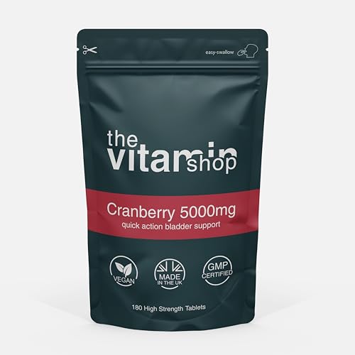 Cranberry 5000mg High Strength Tablets Urinary Tract Health & Bladder Support | 180 Tablets | Grip Sealed Pouch | Same Day Fast Secure Dispatch