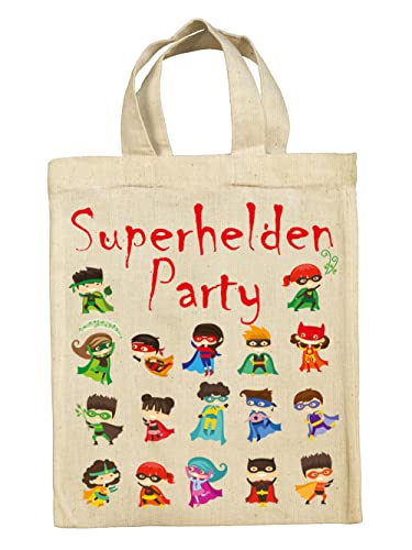 clothinx Superhelden und Superheldinnen Kindergeburtstag Party Mitgebsel Taschen Beutel im 10er Set