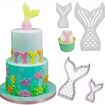 Bakingequipments Mermaid Tail Shape Plastic Cookie Cutters Set of 2, Biscuit Moulds for Sugarcraft Fondant Baking Mold Cupcake