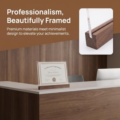 Soporte para certificados A4 PRETYZOOM de acrílico y madera de nogal natural en pack de 2 piezas 3