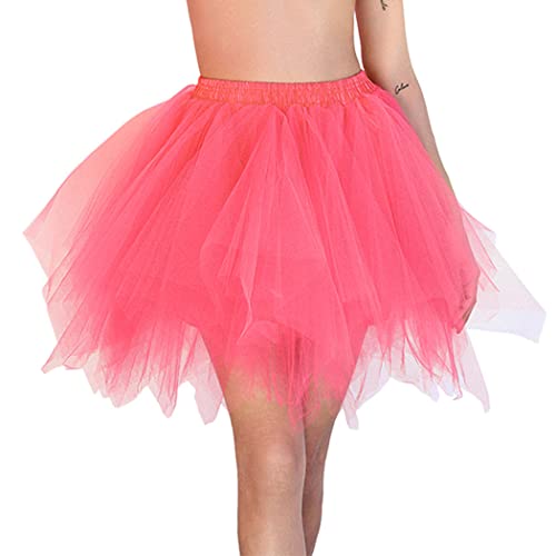 Zookey rétro années 1950 Tutu Jupe Courte Jupon Tulle Tutu Ballet Bulle Jupe gonflée fête Danse Jupe pour Femmes et Filles (B-Rose) Cover