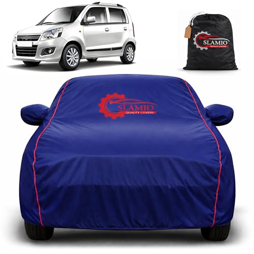 Image of Car Cover for Maruti Suzuki WagonR 1999-2009 | 100% Waterproof Heavy-Duty 3-Layer Car Body Cover | All-Weather Rain,UV, Sun & Dust Protection | Custom Fit | Mirror & Antenna Pockets | Navy Blue